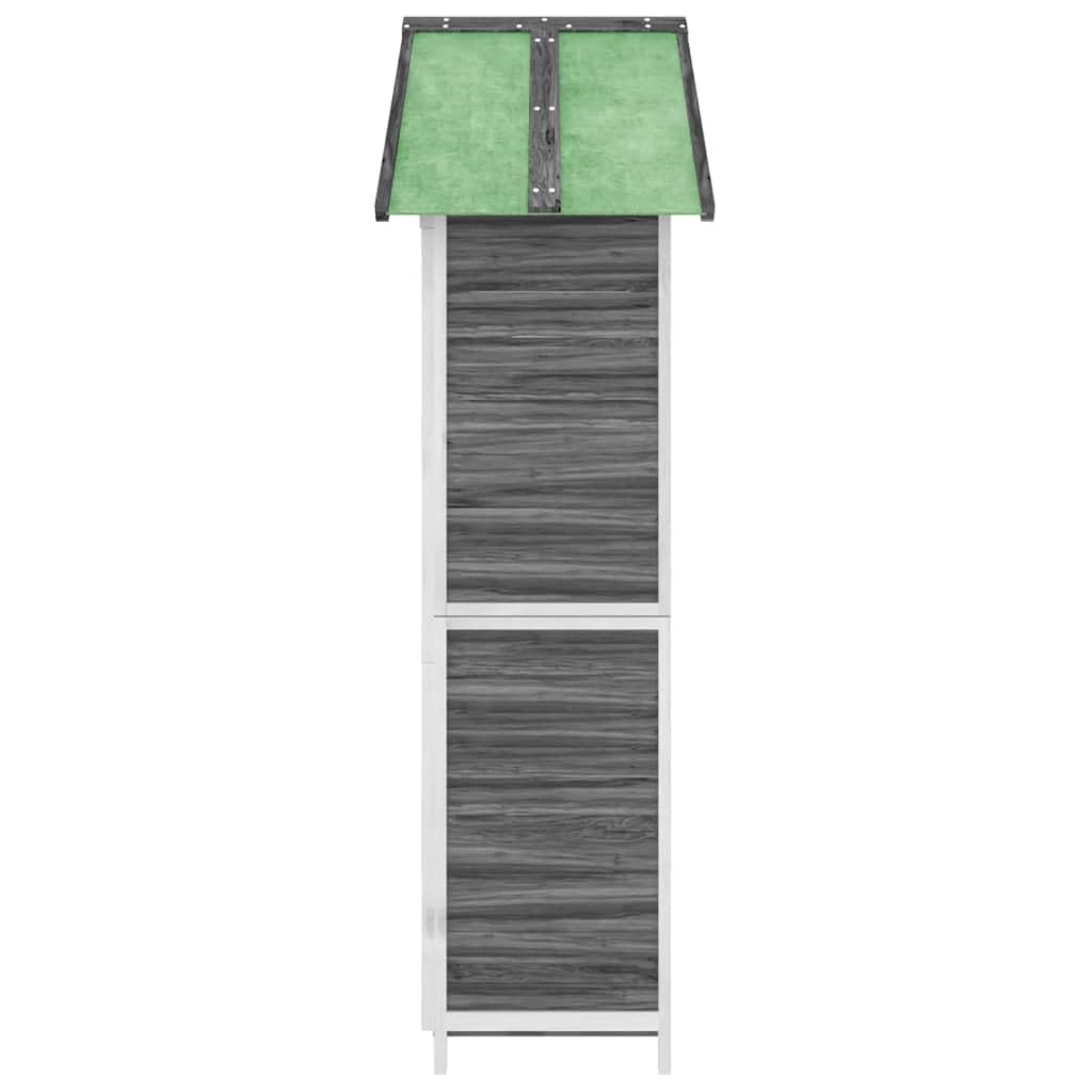 Schowek na narzędzia ogrodowe z litego drewna sosnowego 89 x 52,5 x 175 cm, duża przestrzeń do przechowywania narzędzi, sprzętu do trawnika i akcesoriów, wodoodporny dach skośny