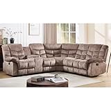 EBELLO Manual Reclining Sectional Sofa Set for Living Room, Soft Fabric Recliner Corner Sectional...