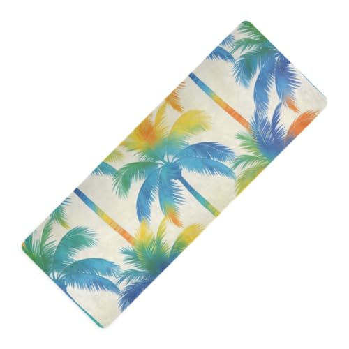 Tapete de yoga de viaje de 1 mm con estampado de palmeras y bolsa, 180x66 cm