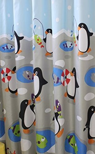 Bettli Digital Printing Bath Shade/Toilet/Bathroom Shower Curtain, Waterproof Mouldproof, 72 x 72 Inch (Penguin)