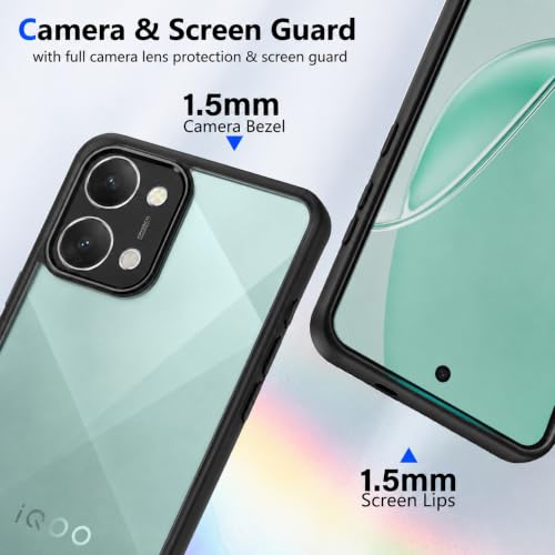 Image of VONZEE Clear Back Case Cover for iQOO Z11x 5G | Shockproof Design | Hard Back Cover Case for iQOO Z11x 5G (PC & TPU, Black)