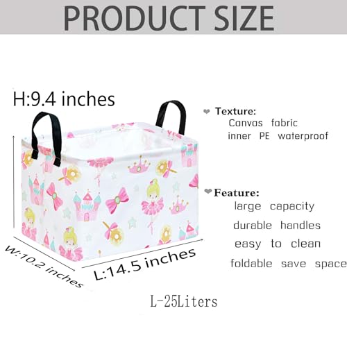 Image of Castle Princess Storage Laundry Basket | Gift Storage Basket, Nursery Hamper, Home Bedroom, Laundry Hamper, Shelf Baskets