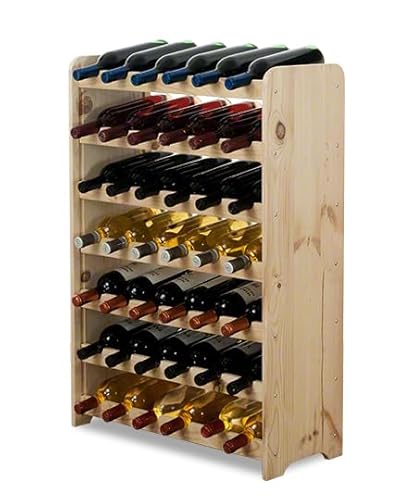 PROREGAL Weinregal PINOTWINE C | HxBxT 87,2x63,2x26,5cm | 42 Flaschen | Massives Kiefernholz | Natur unbehandelt | Weinhalter Weinständer Flaschenständer Flaschenregal Holzregal