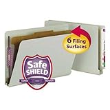 Smead 29800 Pressboard End Tab Classification Folder Legal 4-Section Gray/Green 10/Box
