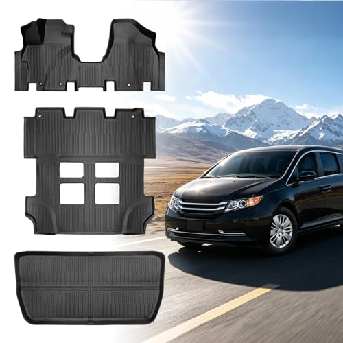 Floor Mats for Honda Odyssey 2011 2012 2013 2014 2015 2017 2016 Odyssey Floor Mats 1st and 2nd 3rd Row & Cargo Mat TPE Non-Slip Waterproof Summer Winter Anti-Slip Car Accessories