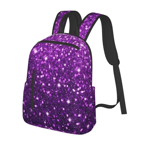 Beautiful Dark Purple Bling Glitter Sparkles Pattern Backpack Lightweight Backpack For College Travel Work For Men And Women2