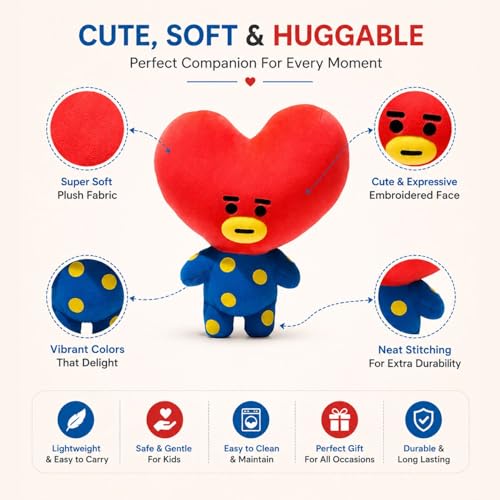 Image of Tata BTS 25cm | Ultra Soft Plush Stuffed Toy | Cute Hugging Pillow | Gift for Kids Boys Girls