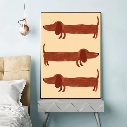 Affiche chien teckel 70x100 cm, toile moderne de grand format sans cadre pour décoration salon