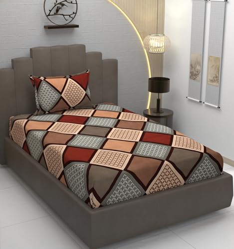 Image of Premium Heavy Cotton Flat Bedsheets with 1 King Size Pillow Covers | Single Bed 350 TC | 60 x 90 Inch Single Size Flat | :- Multi Box