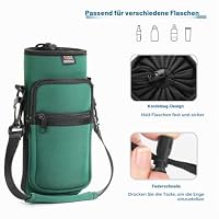 Nuovoware Flaschenhalter Trinkflasche Molle Beutel, 1000ml Isolierte Neopren Kessel mit Verstellbar Schultergurt und Front Reißverschluss Tasche für Wandern Laufen Radfahren Jagd Reisen, Armee Grün – Ansicht 5