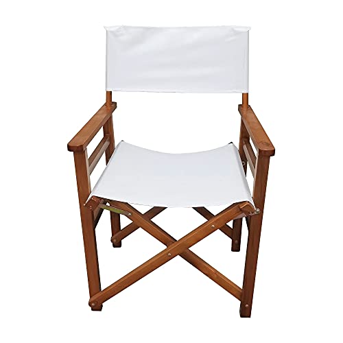 Ssline Set Of 2 Professional Director Chairs Folding Makeup Artist Chair Portable Dining Height Directors Chair W/Natural Wood Frame And White Canvas Lightweight Camping Lawn Chair For Backyard Beach #TOP2