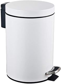 WYRKYP Bote de Basura para Interior de 12L, Bote de Basura de Acero Inoxidable de Color Sólido para el Hogar Bote de Basura para Baño de Cocina Cubos de Basura para Interiores/Exteriores,Blanco,12L