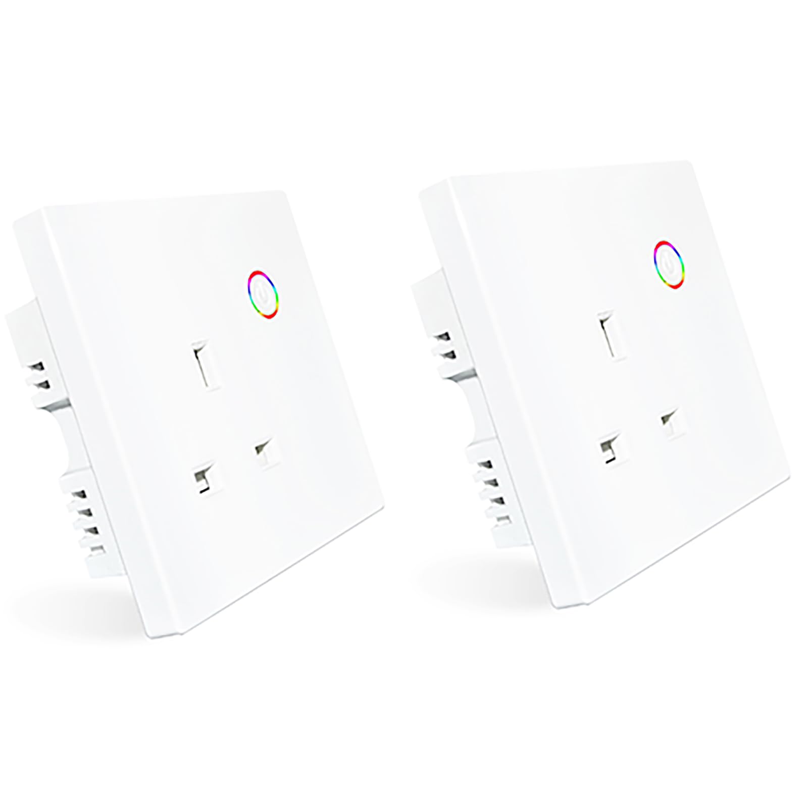 Energy Monitoring Smart Wall Outlet, Overload Protection WiFi Wall Socket, Works with Alexa Google Home, Timer/Voice, No Hub Required(White, 2Pack)