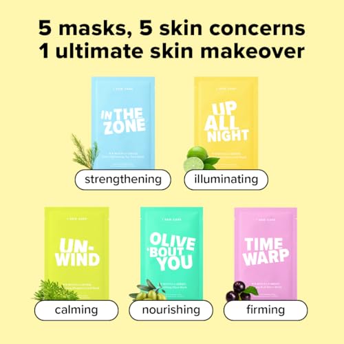 I DEW CARE Glass Skin Face Mask Variety Pack - Let's Do This Sheet | For Perfect Care Routine, Korean Face Masks Skincare, Olive Extract, Chamomile, Vitamin B3, Moisturizing, 5 Count - Image 4