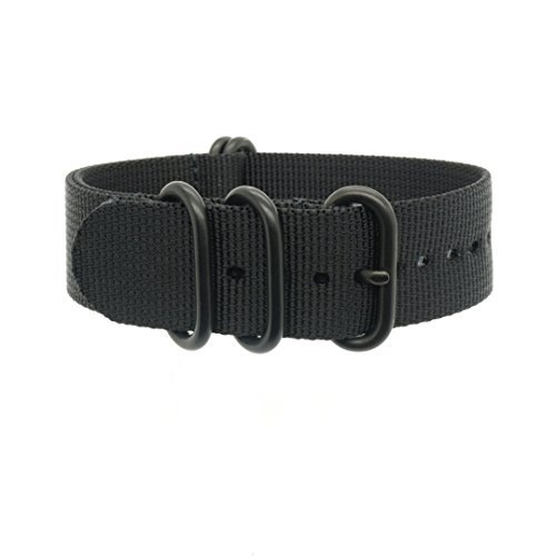 PerFit® ZULU4 Ballistic Nylon Watch Strap + Spring Bars, Field Ready/Fashion Forward, Lifetime Guarantee, Choose Color/Size(18mm,20mm,22mm,24mm,26mm), Black-Ops/Brigade Black, 22mm