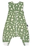Alvi Sleep-Overall Baby Schlafsack mit Füßen Kinderschlafsack aus Baumwolle (Granite Animals, 90 cm)