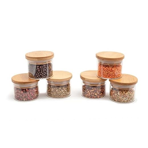 OIKOS - kit de 6 potes de tempero de 110ML com tampa de bambu