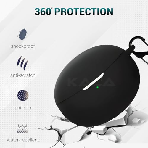 Image of KACA Protective Shockproof Silicone Cover Case with Buckle Compatible with Oppo Enco Air 2 Pro (Black)