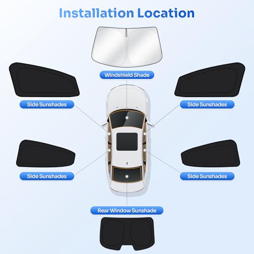 Image of Canvcle Window Shades for 2011-2016 Hyundai Elantra Accessories Windshield Sun Shade Side Rear Window Covers Sunshade Sun Visor Shield Privacy Protection for Camping Keep Vehicle Cool Black 6PCS
