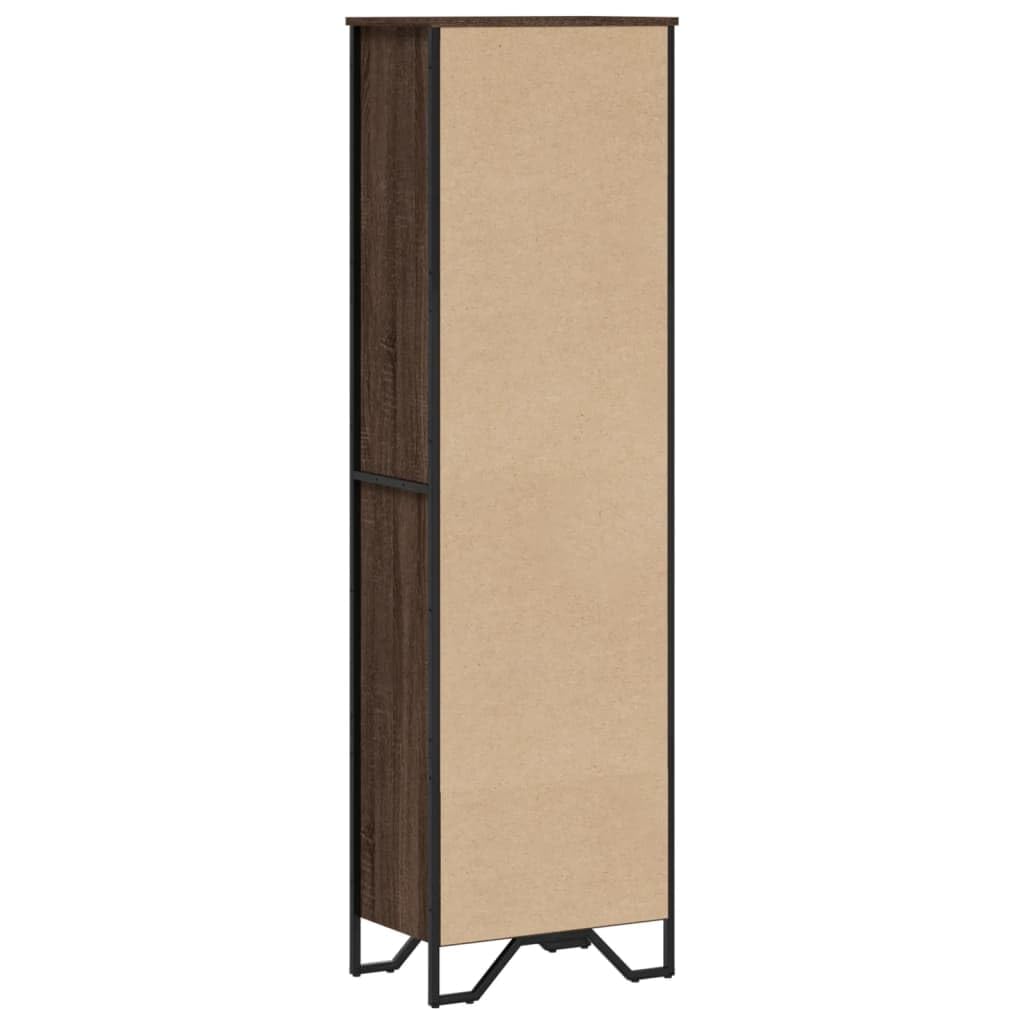 Scaffale marrone effetto rovere, 50 x 31 x 169 cm, con 5 scomparti | Libreria sottile con 5 scomparti aperti e robusti piedini in metallo per soggiorno e ufficio.
