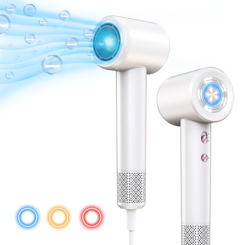 Asciugacapelli Ionico Professionale Asciugacapelli ad Alta Velocità Asciugatura Rapida 4 Temperature 2 Velocità/Con Ugello a 360°/110000 Giri/Min Adatto per Parrucchiere Professionale/Domestico