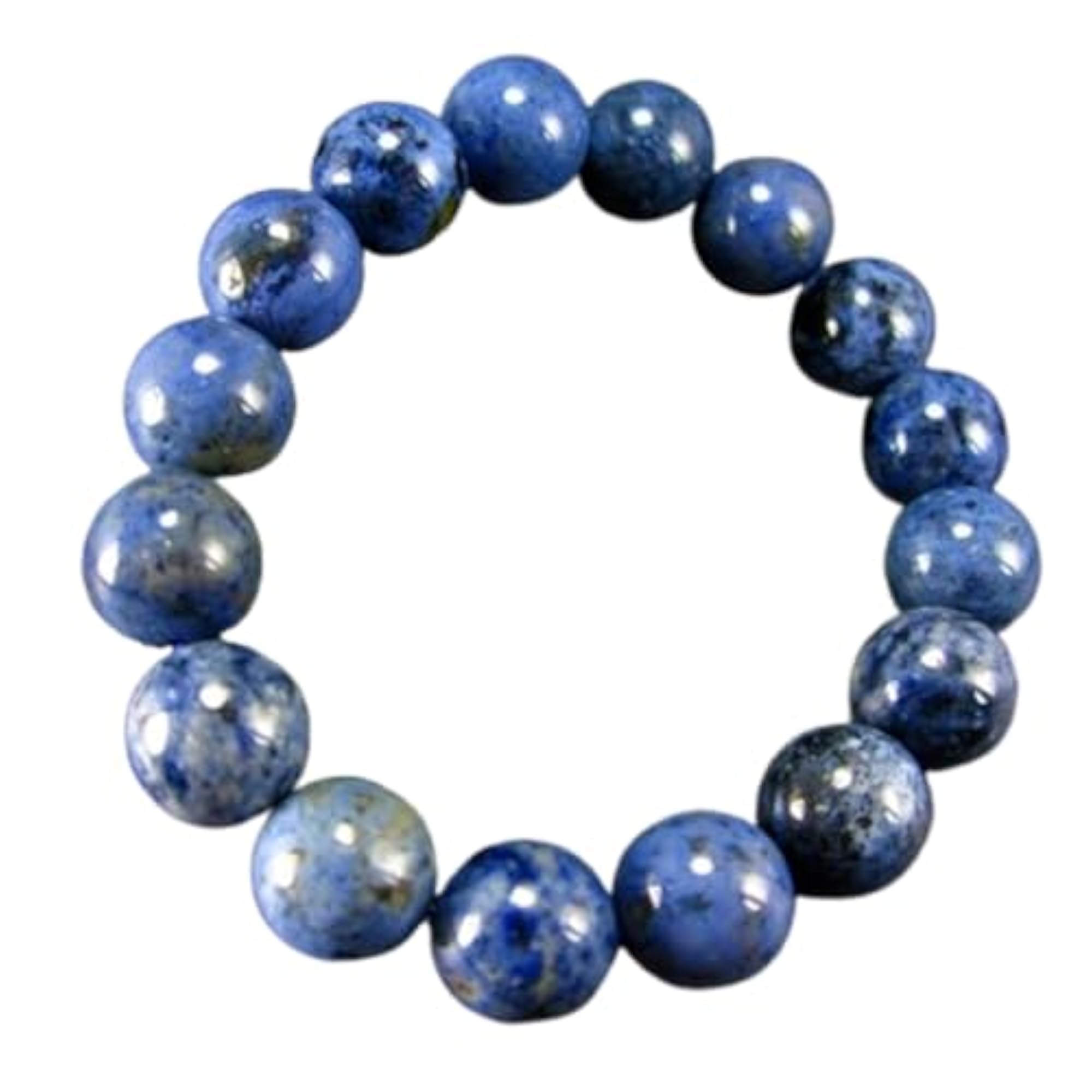 Natural Dumortierite 12mm Smooth Cut Beads Stretch Bracelet, Unisex