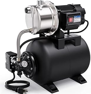 Acquaer 1.6HP Shallow Well Pump with Pressure Tank, Stainless Steel, 1320GPH 115V Irrigation Pump, Automatic Water Booster Jet Pump for Home, Garden, Lawn