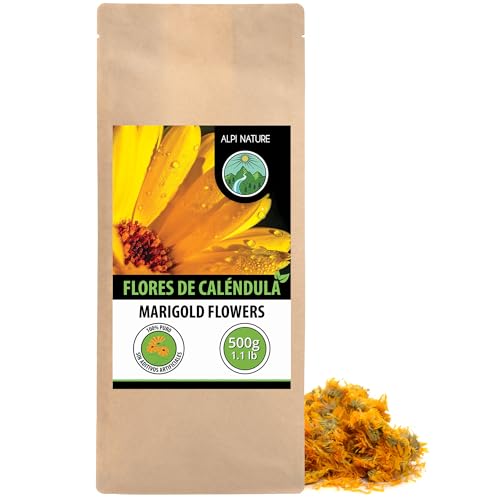 Alpi Nature Calendula Flores Secas Enteras 500g, Caléndula Infusión, Té Suelto