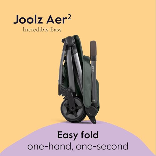 Image of Joolz Aer2 Lightweight Travel Stroller for Baby & Toddler - One-Hand Fold, Compact Carry-On Airplane Approved, Reclining Seat, UPF 50+ Canopy, Travel Pouch, Baby Net - Forest Green