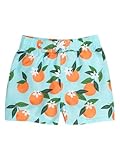 RUGGEDBUTTS Boys UPF50+ Sun Protection Fruits & Florals Swim Trunks - Blue Orange You The Sweetest, 3T