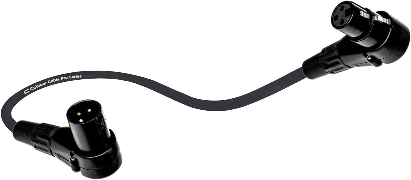 Balanced XLR Cable Right Angle Male to Right Angle Female - 10 Feet Black - Pro 3-Pin 90 Degree Microphone Connector for Audio Interface or Mixer for Live Performance & Recording