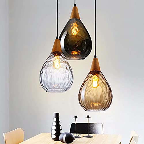 Lustre à Suspension en Verre en Forme de Goutte avec ondulations d'eau, Lampe de Chevet pour Chambre à Coucher, Bar, Salle à Manger