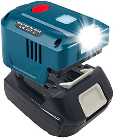 150W Power Inverter Generator Fit for Makita 18V Lithium Battery, DC18V to AC110V 120V Portable Power Station Battery Inverter for Phone Charger Adapter, with Dual USB and AC Outlet, 200LM LED Light