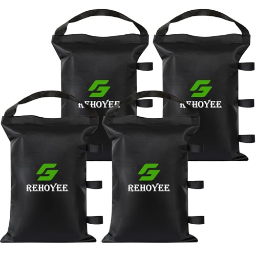 Rehoyee Sand Bags for Canopy Legs (150 LBS) Empty Sandbags for Weight, Canopy Tent Weights Set of 4 Heavy Duty 1680D Pop Up Tent Weights Bags, Black