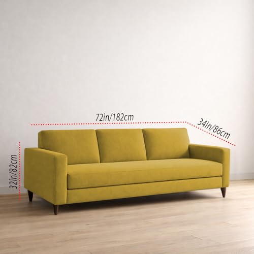 Image of Carlos 3 Seater Sofa Set for Living Room & Home Office, Modern Furniture Fabric Sofa Couch with Comfortable Soft Cushioning, Durable Wooden Frame, Stylish Seating for Home (Yellow)