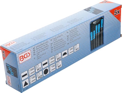 BGS 8494 | Werkstattfeilen-Satz | 5-tlg. | Feilen-Satz | Flachstumpf-, Halbrund, Dreikant-, Rund-Feile