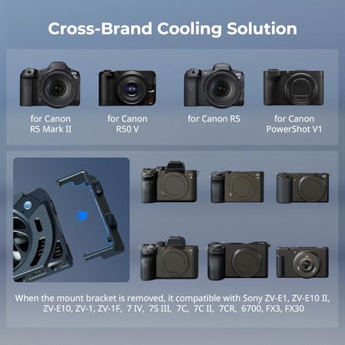 Image of SMALLRIG R50 V / R5 II / R5 / R50 / PowerShot V1 Camera External Cooling System with Dual-Speed Modes, Snap-On Cooling Fan with TEC Cooling Module for Sony ZV-E1 / A7 IV / A6700 / FX3-5063