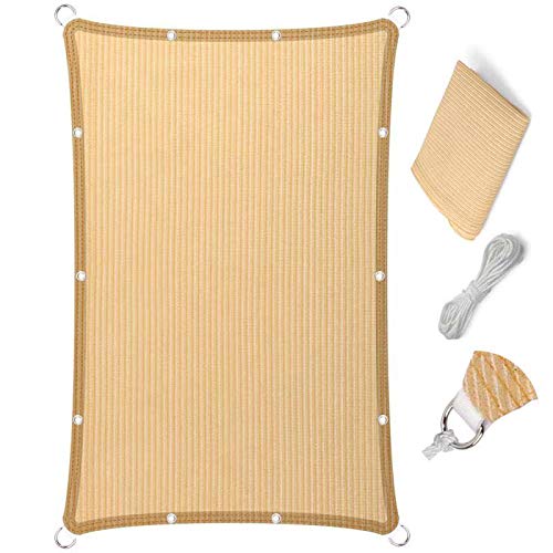 Eden's Decor Straight Flat Edge Sun Shade Sail with Grommets, Pergola Shade Cover Outdoo Sun Shade, Patio Shade, Deck Shade(Beige, 4' X 10')