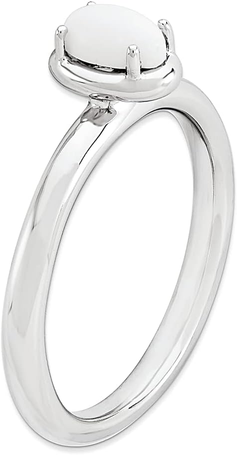 925 Sterling Silver White Agate Stackable Ring Stone Gemstone Natural Fine Jewelry For Women Gifts For Her