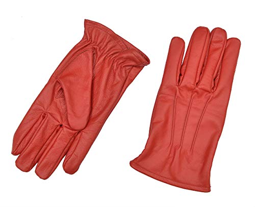 Swiftwears Men's Sheep Leather Unlined Dress Gloves (Red, XX-Large)