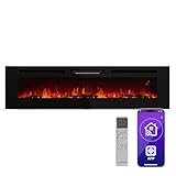 Klarstein Galeras Smart Chimenea Eléctrica De Pared - 1800W, Llamas LED Realistas, Control por App & Mando, Colores & Brillo Ajustables, Protección Sobrecalentamiento