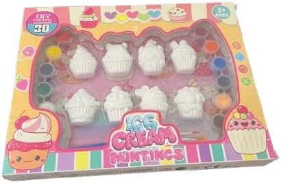 Ice Cream Painting Kit, DIY 3D Dessert Craft Set with Paints, Creative Arts and Crafts Activity