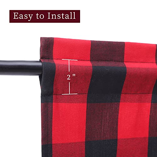 Shunjie.home Christmas Buffalo Plaid Valances For Kitchen 54" X 18", 1 Pack Farmhouse Check Plaid Valances For Window Treatment Decor (1, Black And Red) #TOP2