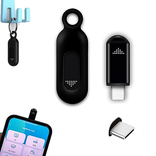 Matrixoperator, Evermote Universal Remote Control, Universal Smart TV Remote, Small and Portable, Mini Smartphone Remote Can Be Used for TV, Projector, Air Conditioner, Fan (Type-C Black)