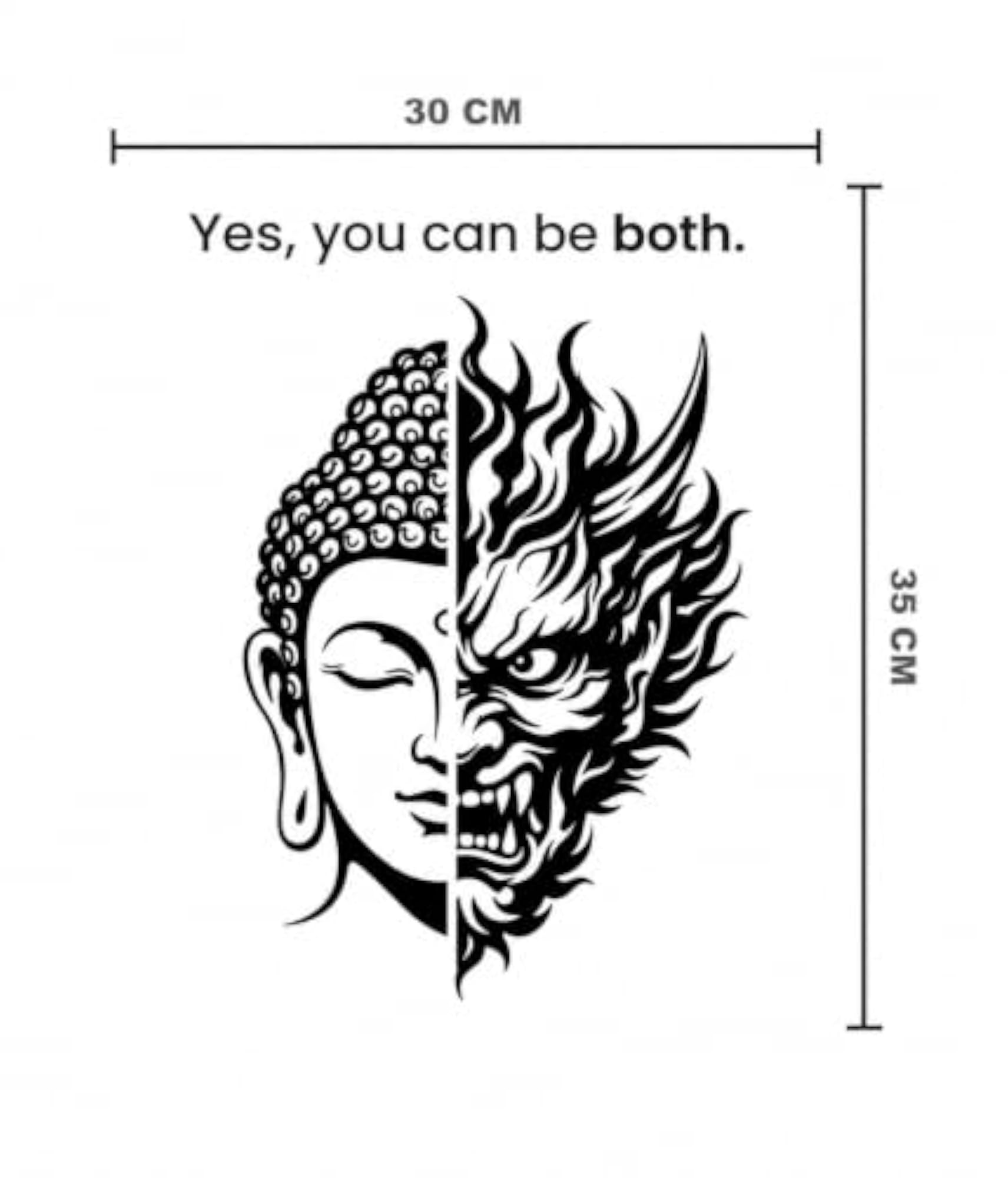 Buddha Demon Half Face Wall Decal Sticker, 30x35 cm