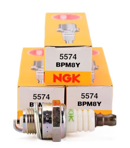 NGK BPM8Y V-Power Spark Plug 5574, Compatible with Select Echo and Shindaiwa Home and Garden Tools, Comer C51 Go-Karts (3 Pack)
