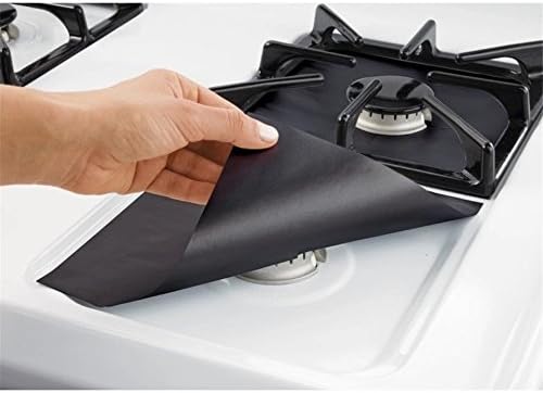 4pcs Glass Fiber Gas Stove Protectors Reusable Gas Stove Burner Cover Liner Mat Pad Home Kitchen Tools Fit Almost Gas Stoves ( Color : Black )