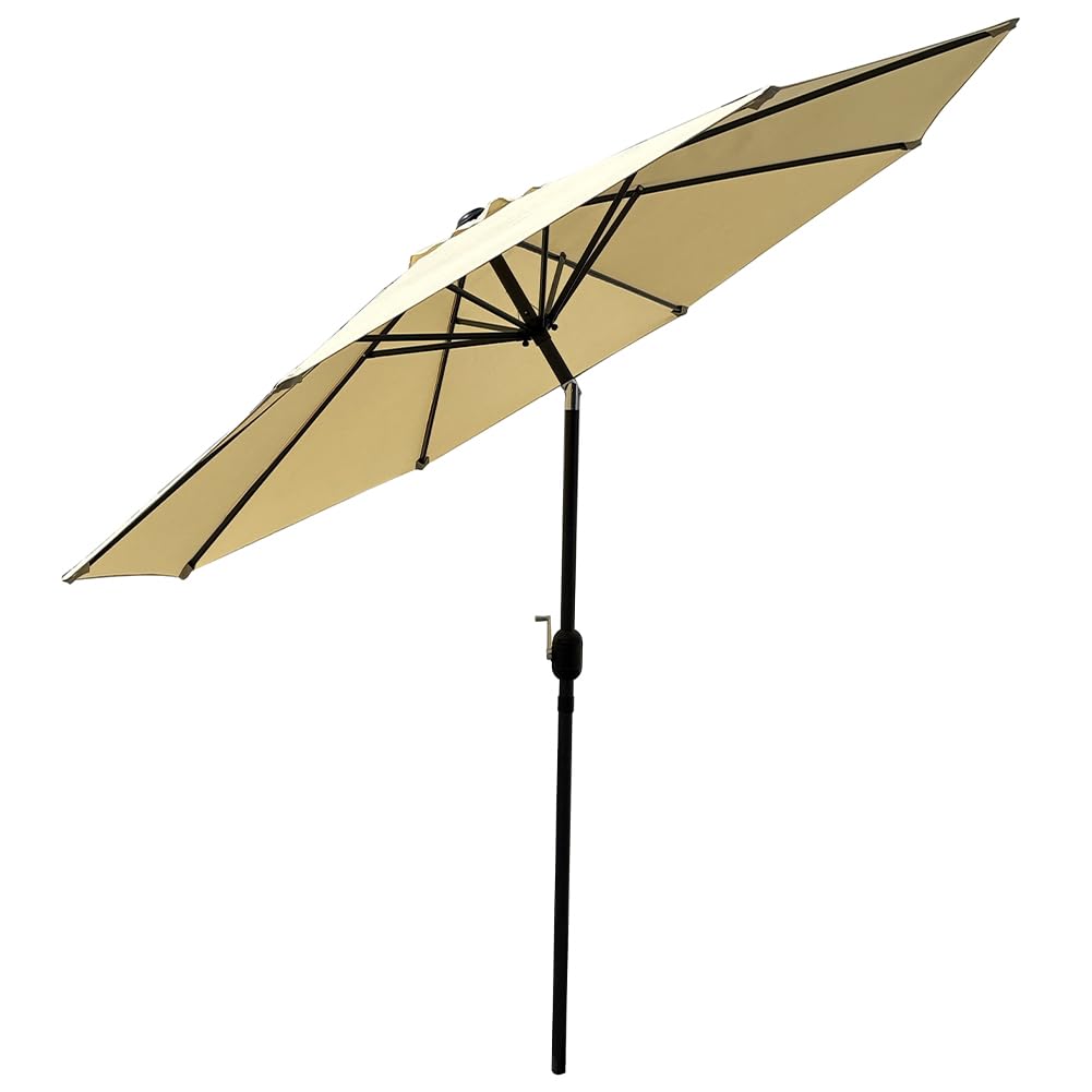 BAKAJI Parasol de jardin pare-soleil 2,7 m pour balcon, système d'air vent, inclinaison réglable et ouverture de la manivelle, revêtement anti-UV imperméable pour mer, terrasse, plage