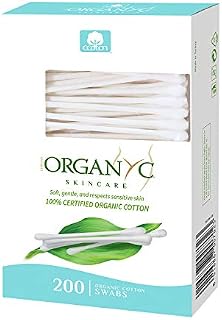 Organyc 100% Organic Cotton Swabs for Sensitive Skin, 200 Swabs