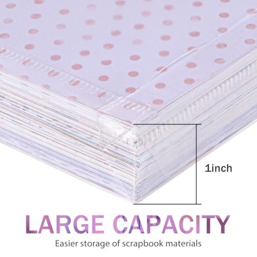 Image of Henoyso 60 Pcs Scrapbook Paper Storage Organizer Plastic Clear,12 X 12 Inch